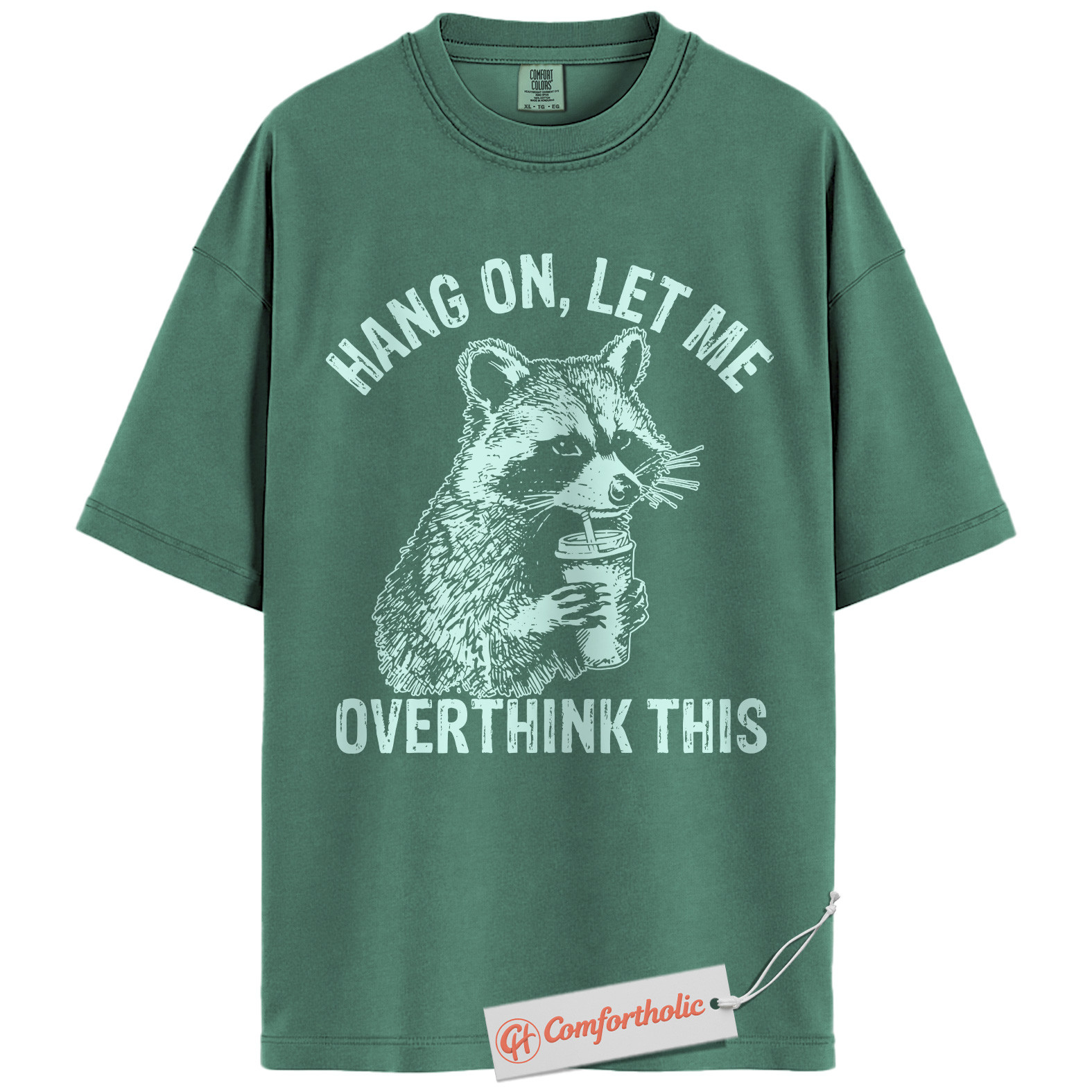Hang On Let Me Overthink This Shirt, Funny Raccoon Coffee Shirt, Anxiety Humor Tee, Overthinking Meme T-Shirt, Sarcastic Comfort Colors Shirt - Image 10