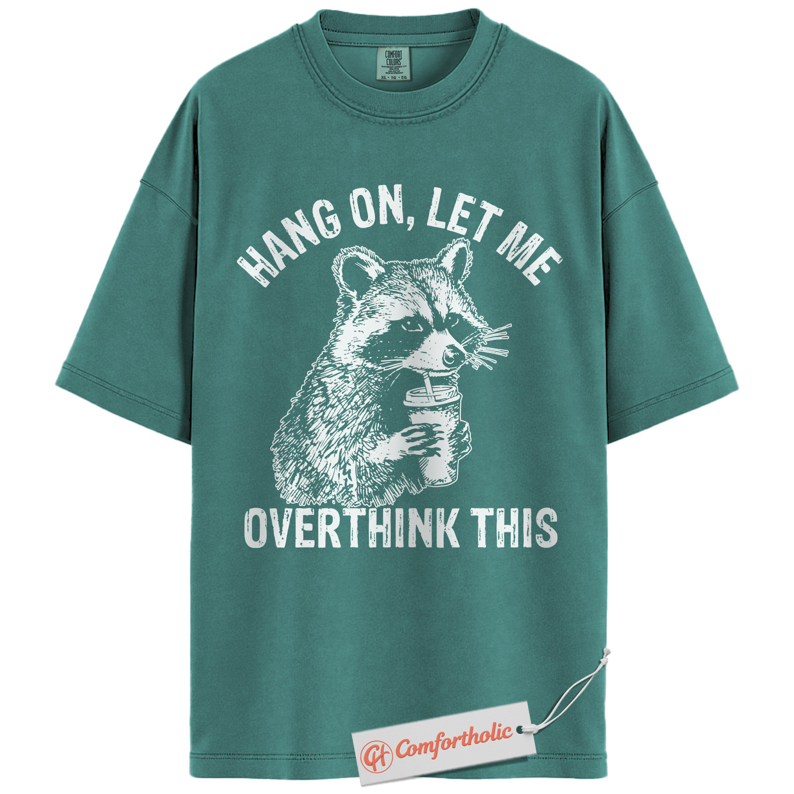 Hang On Let Me Overthink This Shirt, Funny Raccoon Coffee Shirt, Anxiety Humor Tee, Overthinking Meme T-Shirt, Sarcastic Comfort Colors Shirt - Image 13