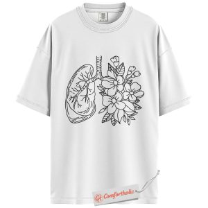 Alternative view of Floral Lung Shirt, Anatomical Lung Graphic Shirt, Respiratory Therapist Shirt, Pulmonology Shirt, Vintage Comfort Colors Shirt