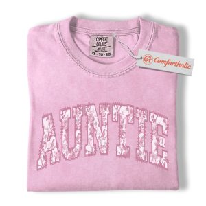 Floral Auntie Shirt, Aunt Graphic Shirt, Women’s Family Shirt, Vintage Comfort Colors Shirt