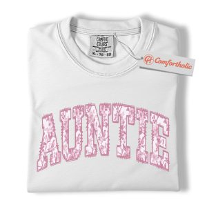 Alternative view of Floral Auntie Shirt, Aunt Graphic Shirt, Women’s Family Shirt, Vintage Comfort Colors Shirt