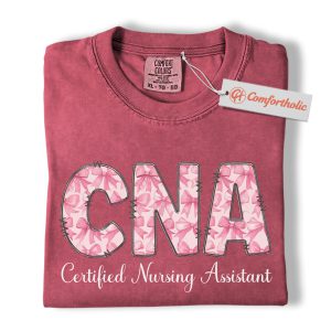 Alternative view of Pink Ribbon CNA Shirt, Certified Nursing Assistant Shirt, Comfort Colors T-Shirt