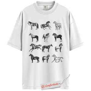 Alternative view of Vintage Horse Breeds Shirt, Equestrian Lover Shirt, Western Cowboy Graphic Shirt, Horse Comfort Colors Shirt