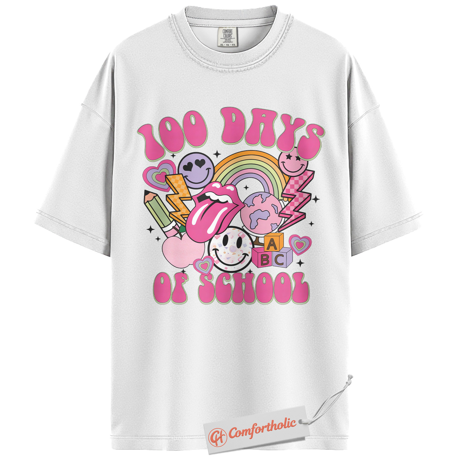 100 Days of School Shirt, Cute Teacher Shirt, Back to School Shirt, Colorful Classroom Shirt, Comfort Colors Shirt - Image 3