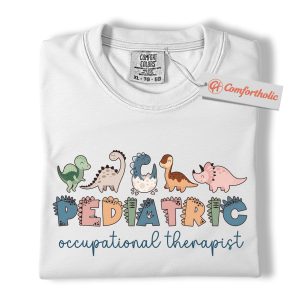 Alternative view of Pediatric Occupational Therapist Shirt, Cute Dinosaur Therapy T-Shirt, Dino OT Tee, Pediatric Rehab Comfort Colors Shirt