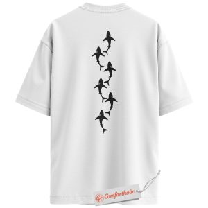 Alternative view of Shark Shirt, Minimalist Ocean Animal T-Shirt, Aesthetic Sea Life Graphic Tee, Cool Summer Beach Outfit, Marine Life Lovers Comfort Colors Back Print Shirt