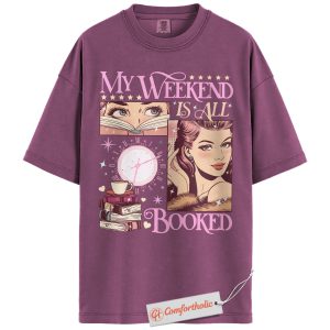 My Weekend Is All Booked Shirt, Retro Book Lover T-Shirt, Cute Reading Graphic Tee, Cozy Weekend Reader Comfort Colors Shirt