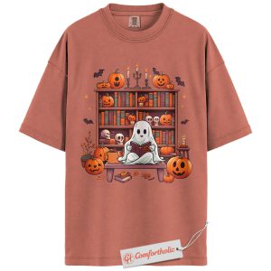 Ghost Reading Shirt, Book Lover T-Shirt, Spooky Library Graphic Tee, Cute Fall Reader Aesthetic Outfit, Halloween Comfort Colors Shirt