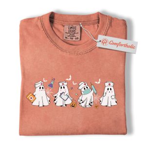 Ghost Nurse Shirt, Cute Halloween Healthcare Worker T-Shirt, Funny Medical Staff Spooky Graphic Tee, Fall Gift for Nurses, RN Comfort Colors Shirt