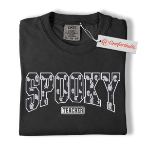 Spooky Teacher Shirt, Funny Halloween Educator T-Shirt, Cute Ghost Graphic Tee, Fall Gift for Teachers, Classroom Comfort Colors Shirt