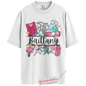 Alternative view of Custom Nurse Name Shirt, Personalized Medical Worker T-Shirt, Cute Healthcare Graphic Tee, Gift for Nurses and CNAs, RN Comfort Colors Shirt