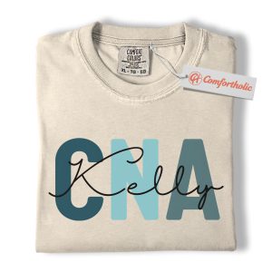 Custom CNA Name Shirt, Personalized Certified Nursing Assistant T-Shirt, Cute Healthcare Worker Graphic Tee, Gift for CNAs, CNA Comfort Colors Shirt