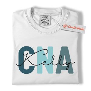 Alternative view of Custom CNA Name Shirt, Personalized Certified Nursing Assistant T-Shirt, Cute Healthcare Worker Graphic Tee, Gift for CNAs, CNA Comfort Colors Shirt