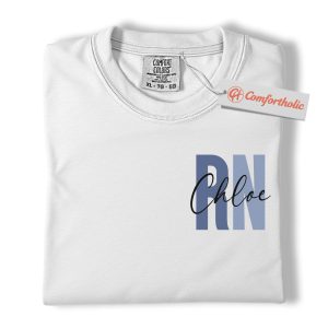 Alternative view of Personalized RN Nurse Shirt, Custom Registered Nurse T-Shirt, Cute Nursing Job Graphic Tee, Healthcare Workers Comfort Colors Shirt