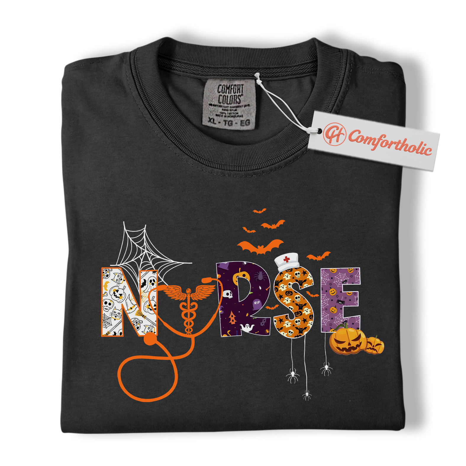 Halloween Nurse Shirt, Cute Spooky Medical T-Shirt, Funny RN Pumpkin Graphic Tee, Fall Gift for Healthcare Workers, Nurse Comfort Colors Shirt - Image 3