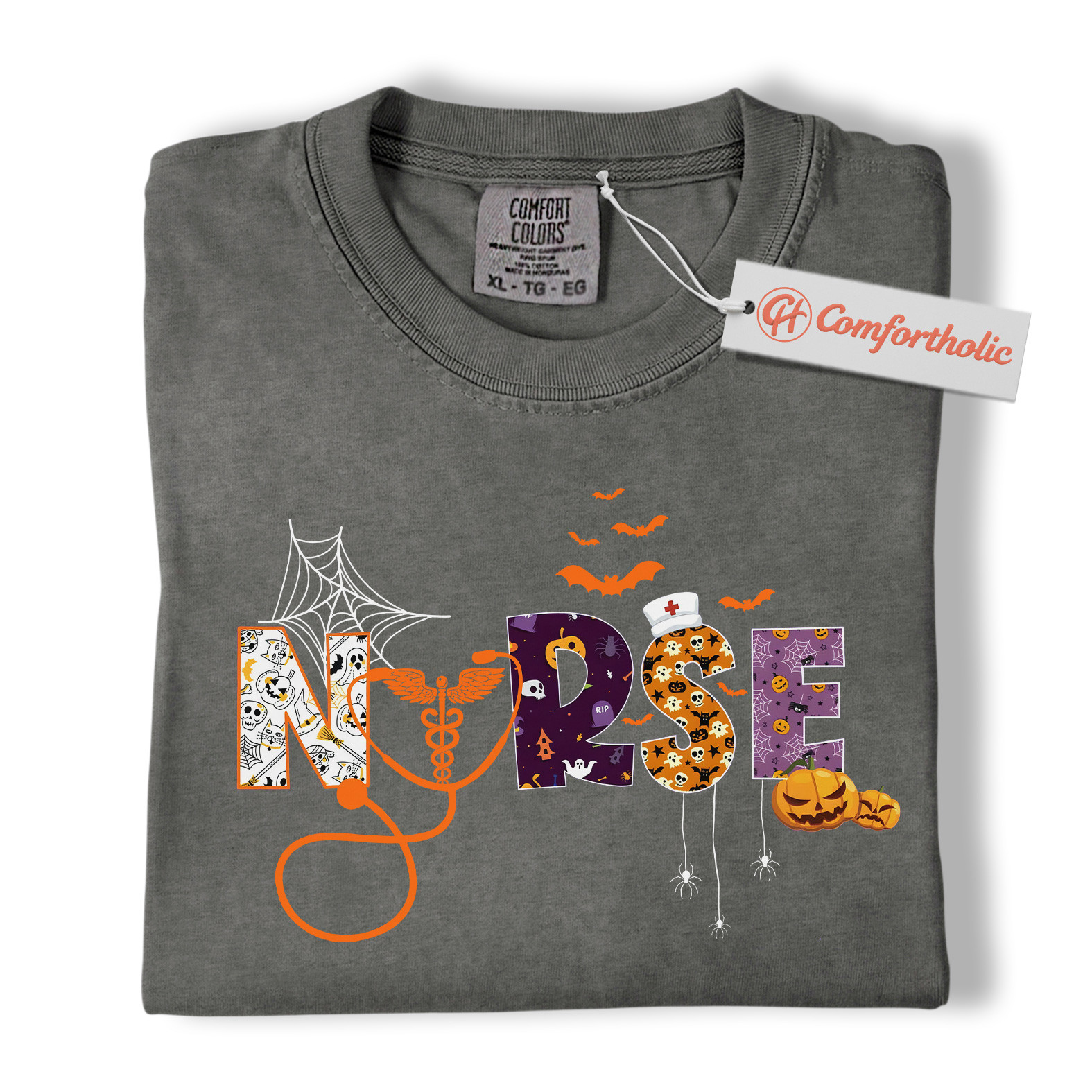 Halloween Nurse Shirt, Cute Spooky Medical T-Shirt, Funny RN Pumpkin Graphic Tee, Fall Gift for Healthcare Workers, Nurse Comfort Colors Shirt - Image 4
