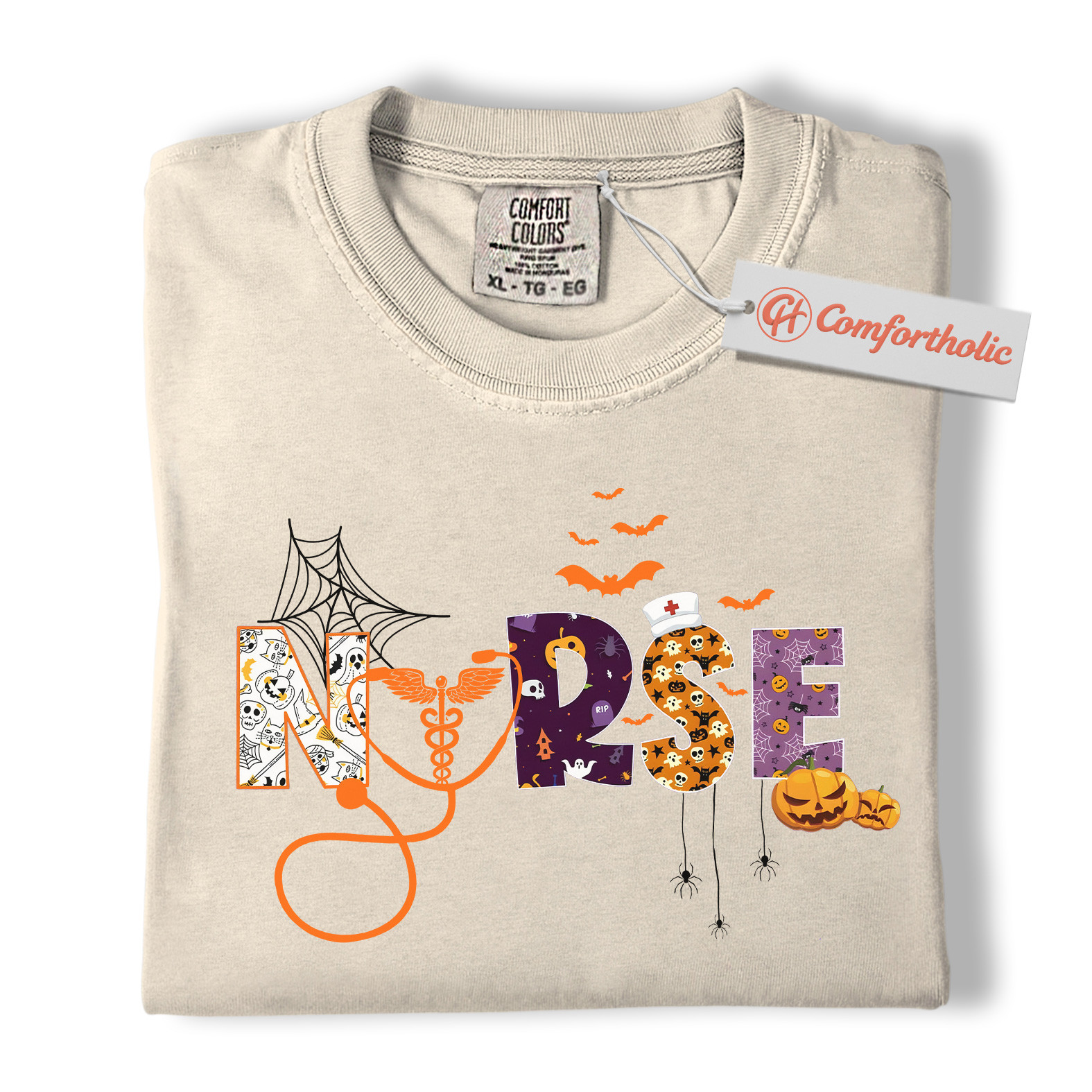Halloween Nurse Shirt, Cute Spooky Medical T-Shirt, Funny RN Pumpkin Graphic Tee, Fall Gift for Healthcare Workers, Nurse Comfort Colors Shirt - Image 5