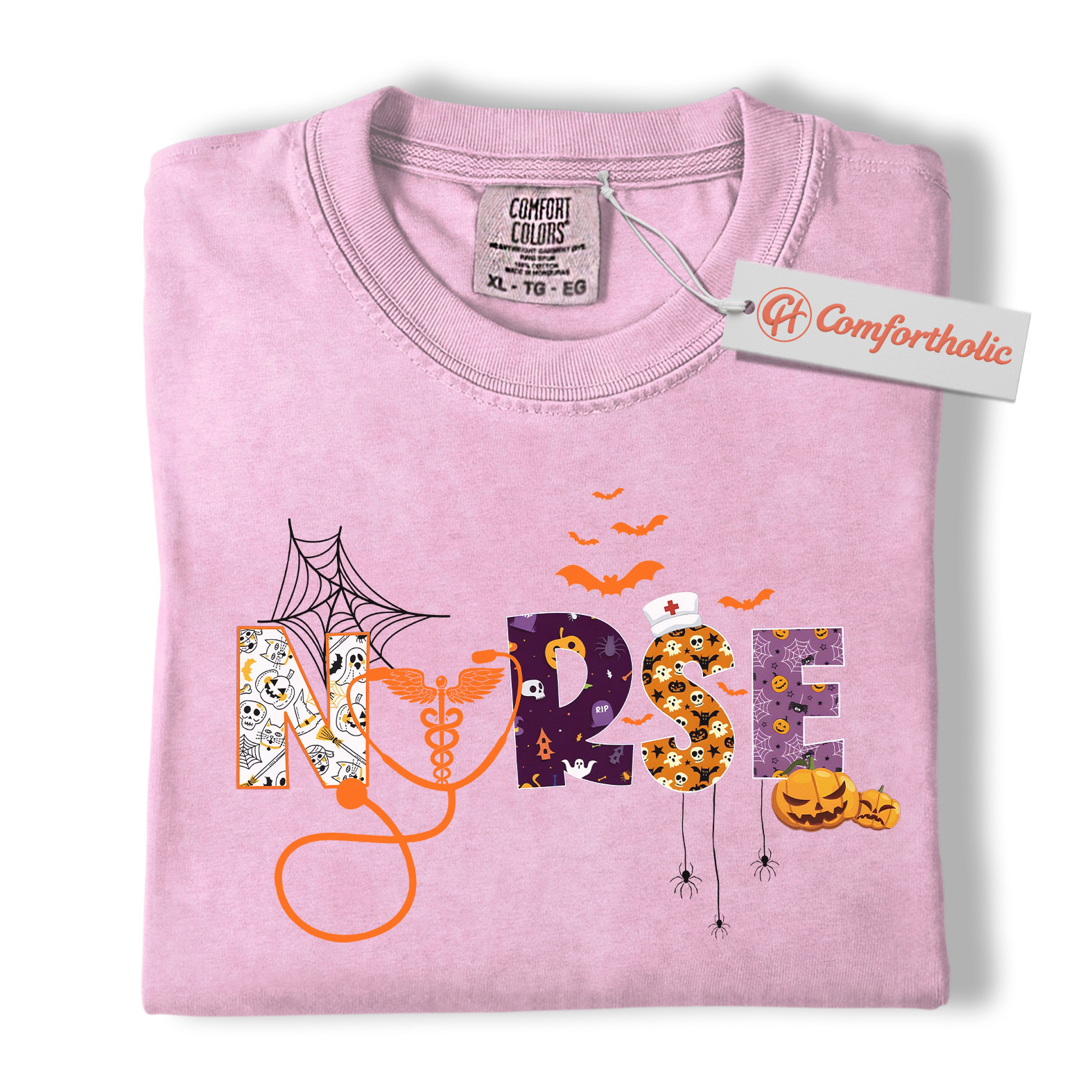 Halloween Nurse Shirt, Cute Spooky Medical T-Shirt, Funny RN Pumpkin Graphic Tee, Fall Gift for Healthcare Workers, Nurse Comfort Colors Shirt - Image 8