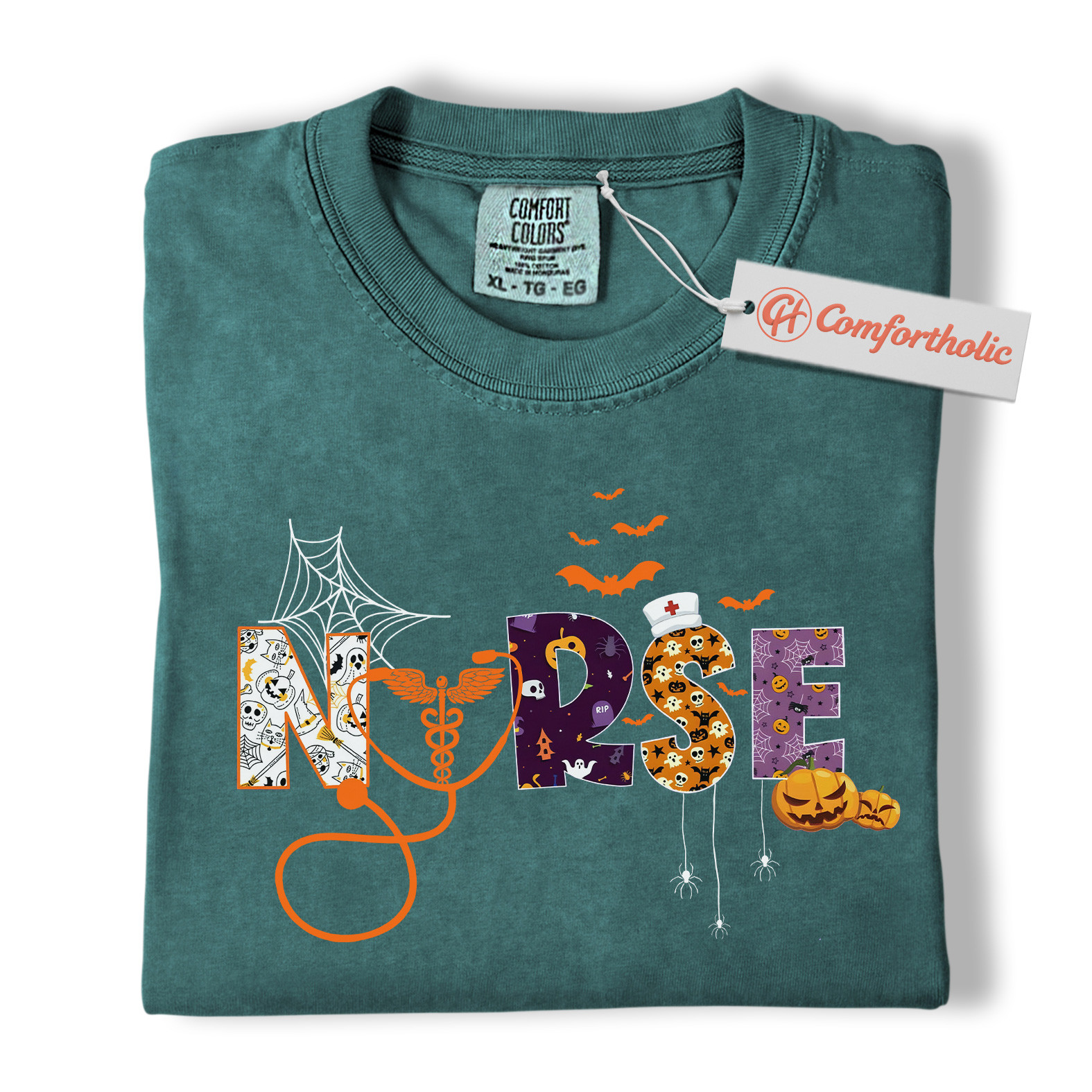 Halloween Nurse Shirt, Cute Spooky Medical T-Shirt, Funny RN Pumpkin Graphic Tee, Fall Gift for Healthcare Workers, Nurse Comfort Colors Shirt - Image 11