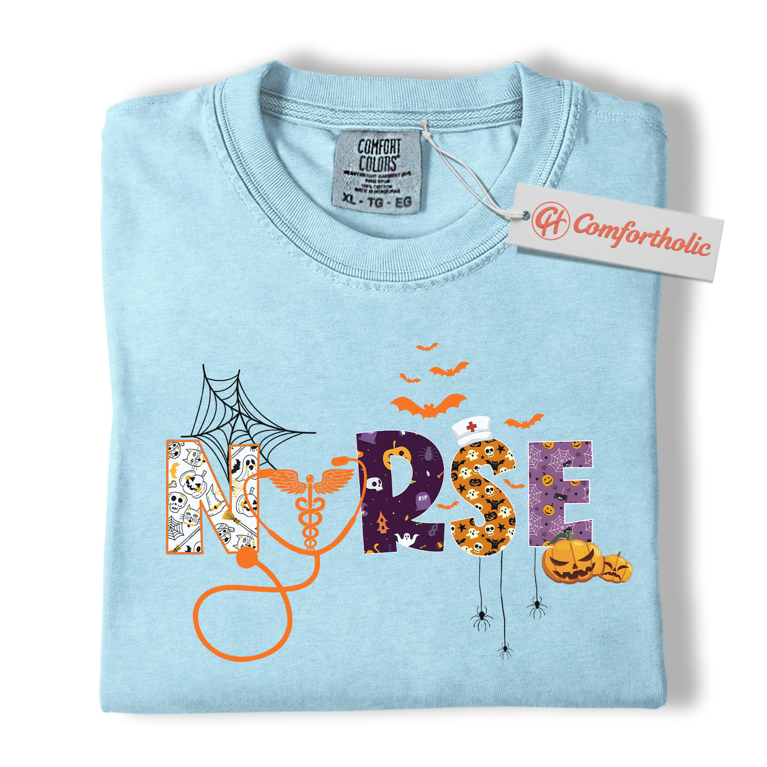 Halloween Nurse Shirt, Cute Spooky Medical T-Shirt, Funny RN Pumpkin Graphic Tee, Fall Gift for Healthcare Workers, Nurse Comfort Colors Shirt - Image 14