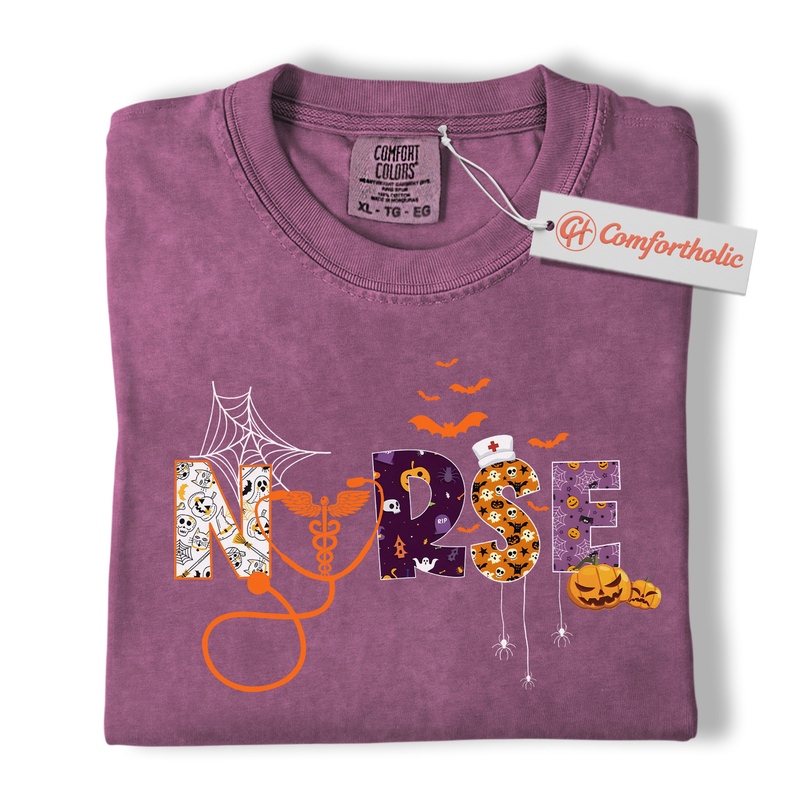 Halloween Nurse Shirt, Cute Spooky Medical T-Shirt, Funny RN Pumpkin Graphic Tee, Fall Gift for Healthcare Workers, Nurse Comfort Colors Shirt - Image 15