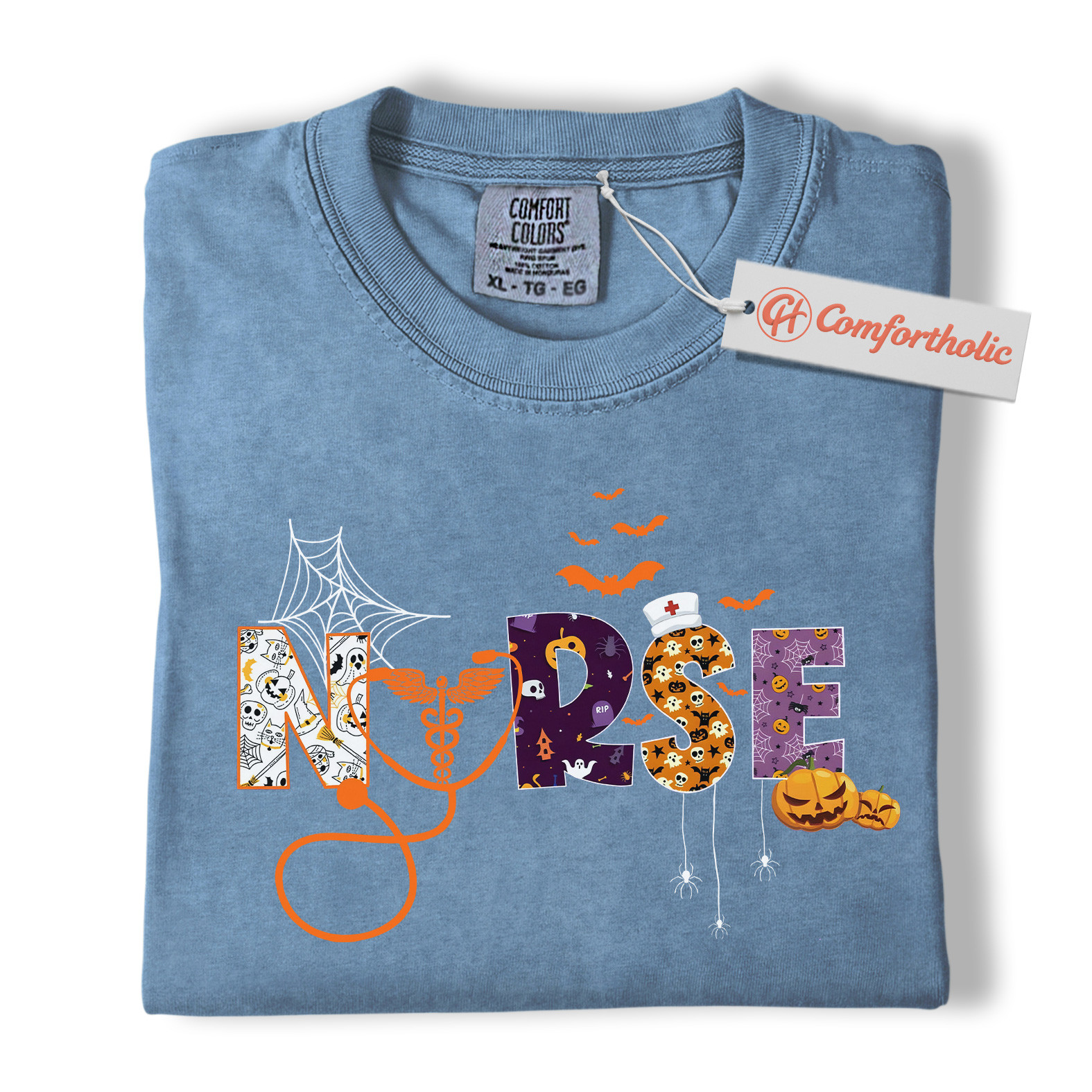 Halloween Nurse Shirt, Cute Spooky Medical T-Shirt, Funny RN Pumpkin Graphic Tee, Fall Gift for Healthcare Workers, Nurse Comfort Colors Shirt - Image 16