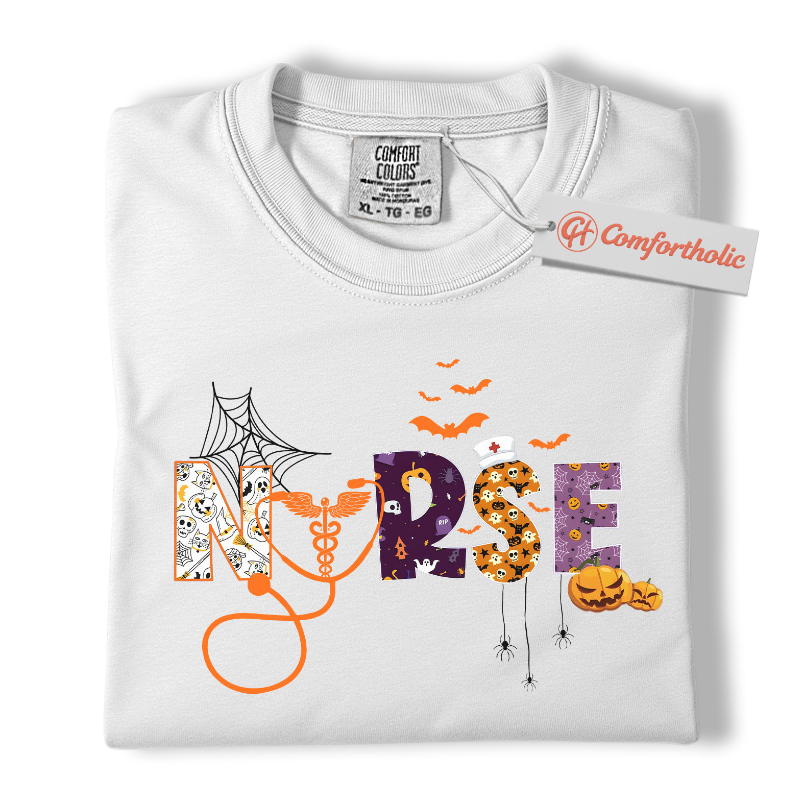 Halloween Nurse Shirt, Cute Spooky Medical T-Shirt, Funny RN Pumpkin Graphic Tee, Fall Gift for Healthcare Workers, Nurse Comfort Colors Shirt - Image 2