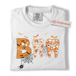 Alternative view of Halloween Dentist Shirt, Funny Boo Teeth T-Shirt, Cute Spooky Dental Graphic Tee, Fall Gift for Dental Hygienists & Orthodontists, Dental Comfort Colors Shirt