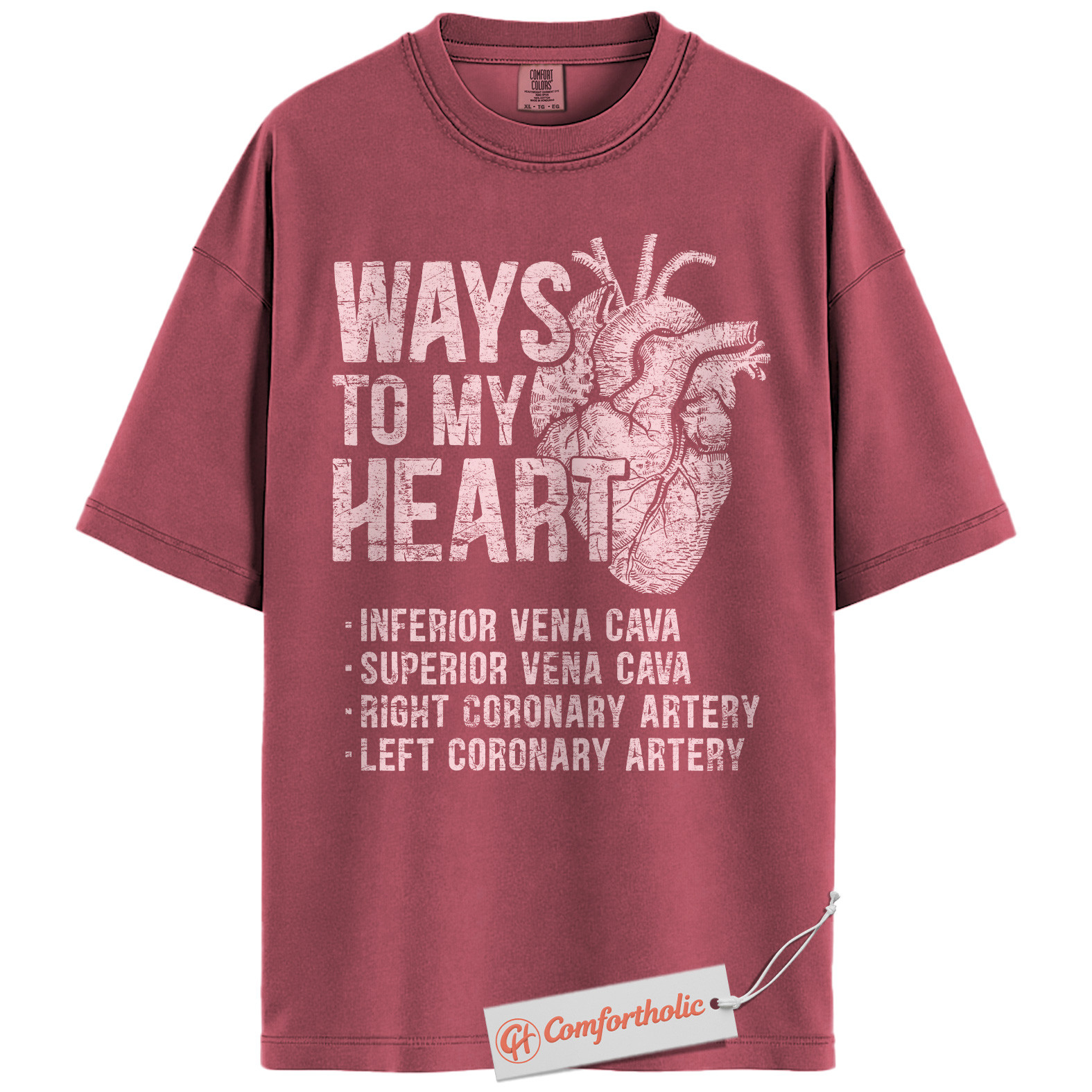 Ways to My Heart Shirt, Funny Anatomy Medical T-Shirt, Cardiovascular System Graphic Tee, Gift for Nurses, Doctors & Med Students, Cardiology Comfort Colors Shirt