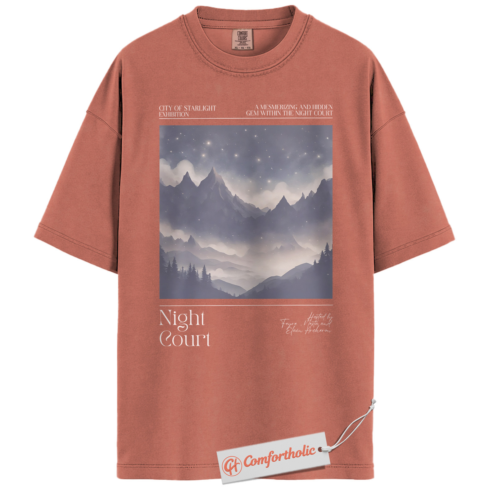 Night Court Shirt, Velaris Starry Mountain Tee, ACOTAR Fantasy Bookish T-Shirt, Gift for Sarah J. Maas Fans, Aesthetic Book Lover Comfort Colors Shirt - Image 7
