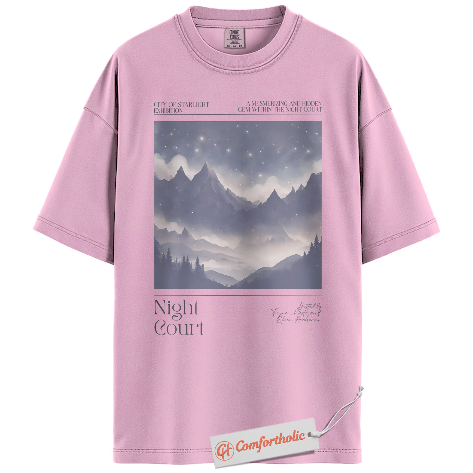 Night Court Shirt, Velaris Starry Mountain Tee, ACOTAR Fantasy Bookish T-Shirt, Gift for Sarah J. Maas Fans, Aesthetic Book Lover Comfort Colors Shirt - Image 8