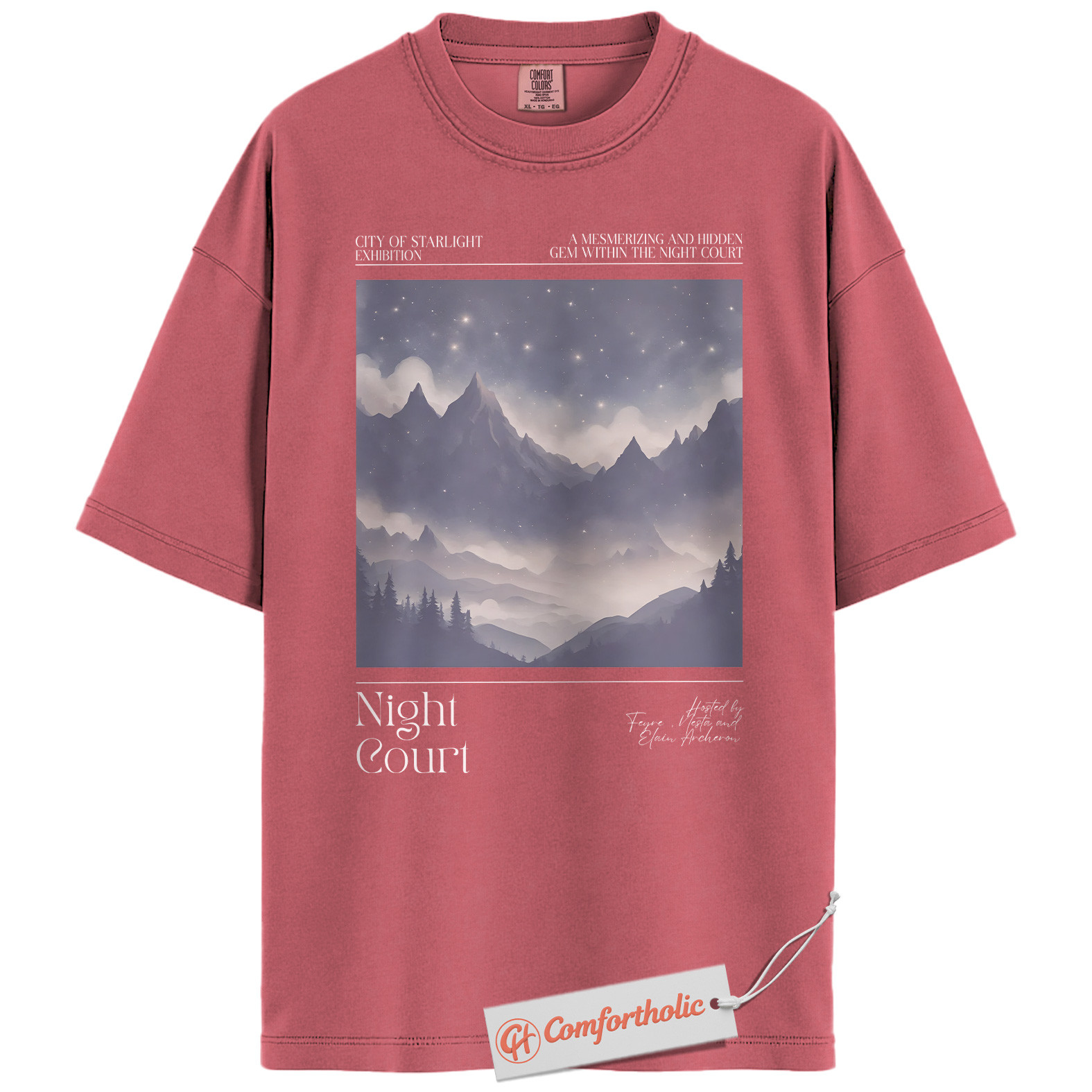 Night Court Shirt, Velaris Starry Mountain Tee, ACOTAR Fantasy Bookish T-Shirt, Gift for Sarah J. Maas Fans, Aesthetic Book Lover Comfort Colors Shirt - Image 9