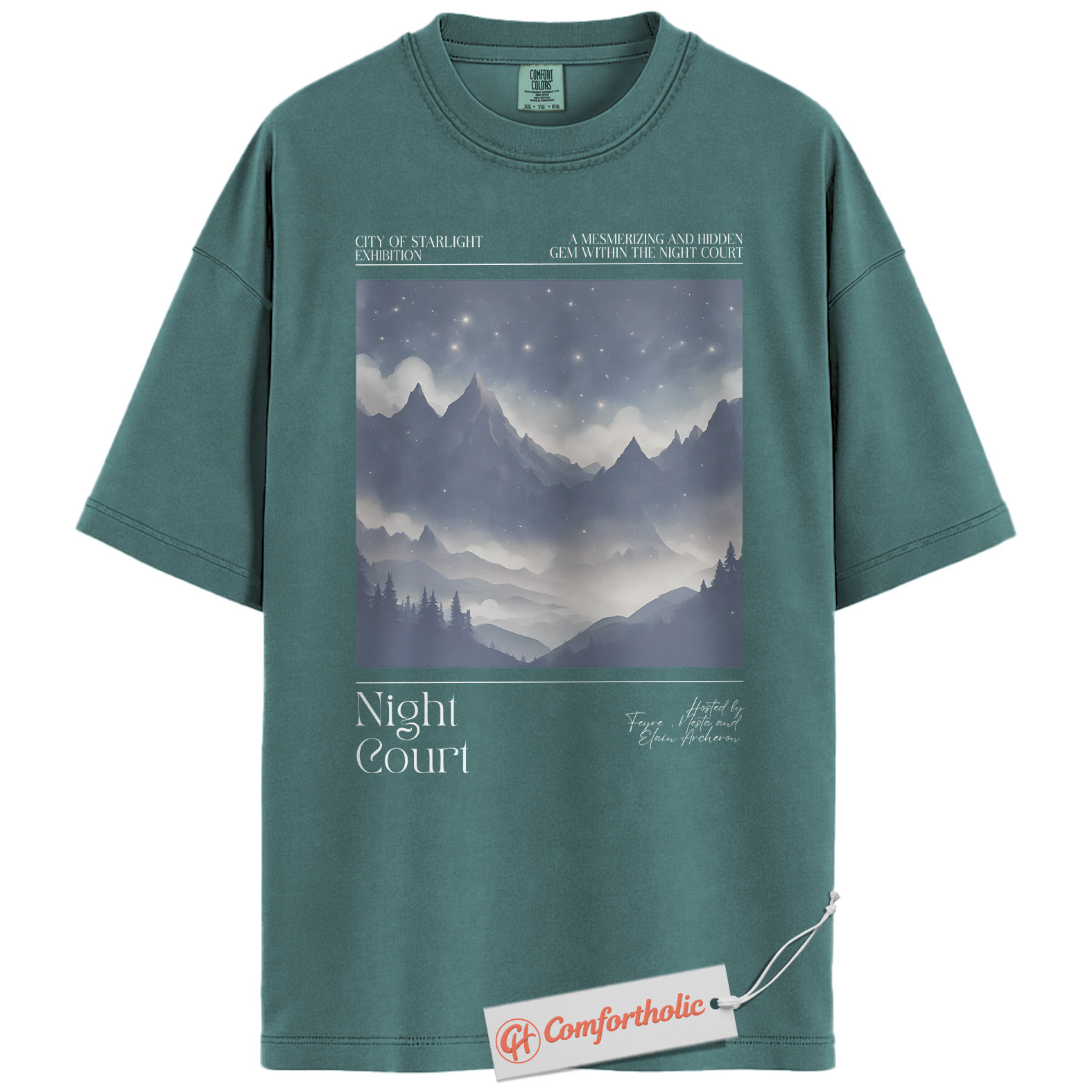 Night Court Shirt, Velaris Starry Mountain Tee, ACOTAR Fantasy Bookish T-Shirt, Gift for Sarah J. Maas Fans, Aesthetic Book Lover Comfort Colors Shirt - Image 11