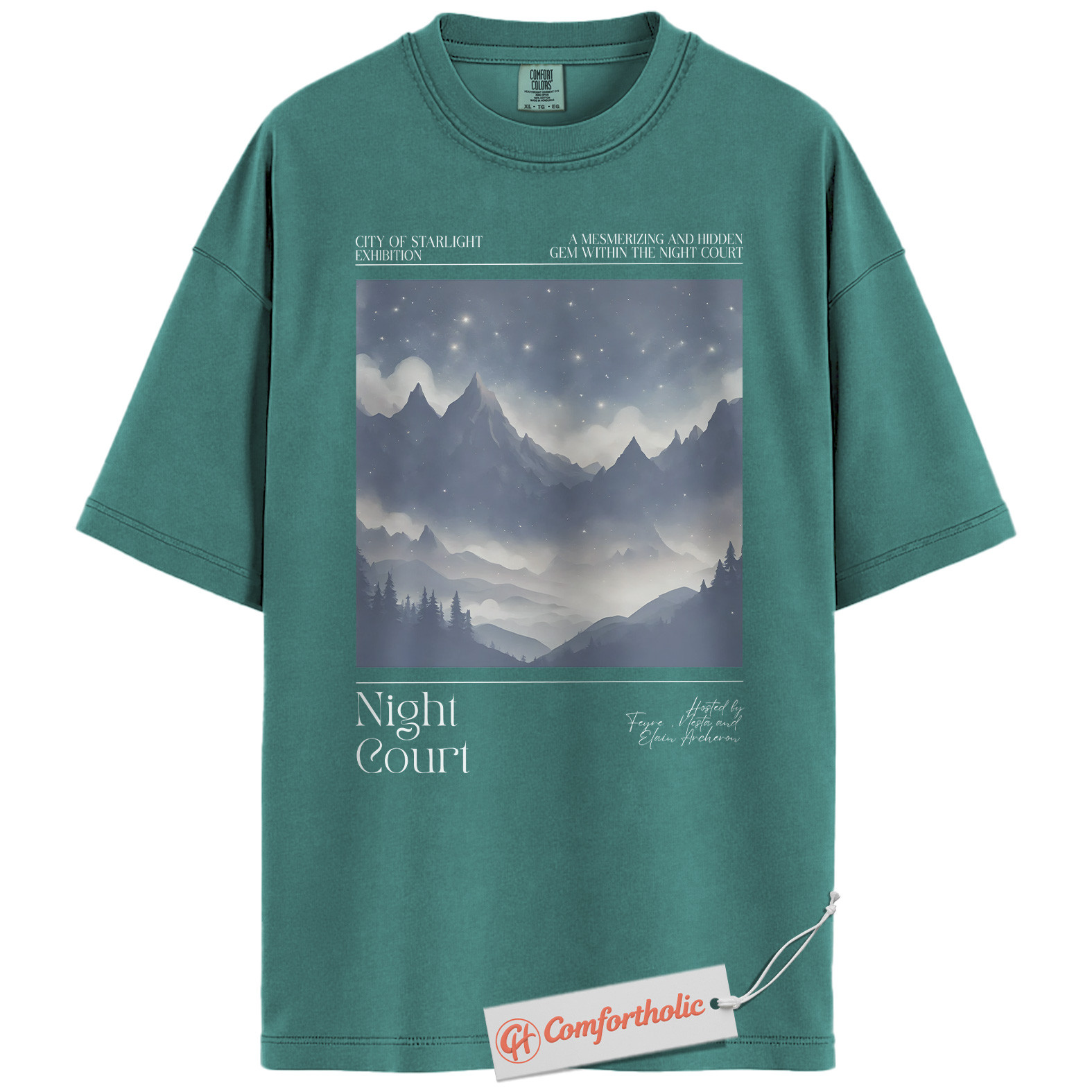 Night Court Shirt, Velaris Starry Mountain Tee, ACOTAR Fantasy Bookish T-Shirt, Gift for Sarah J. Maas Fans, Aesthetic Book Lover Comfort Colors Shirt - Image 13