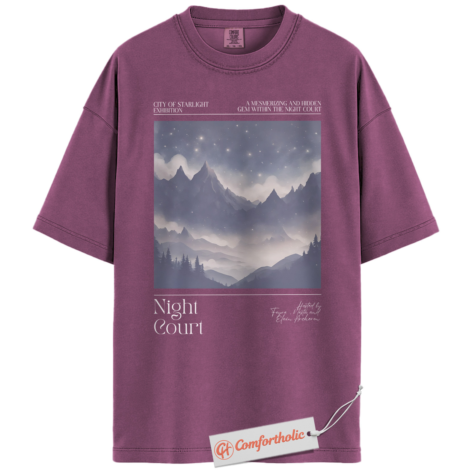 Night Court Shirt, Velaris Starry Mountain Tee, ACOTAR Fantasy Bookish T-Shirt, Gift for Sarah J. Maas Fans, Aesthetic Book Lover Comfort Colors Shirt - Image 15