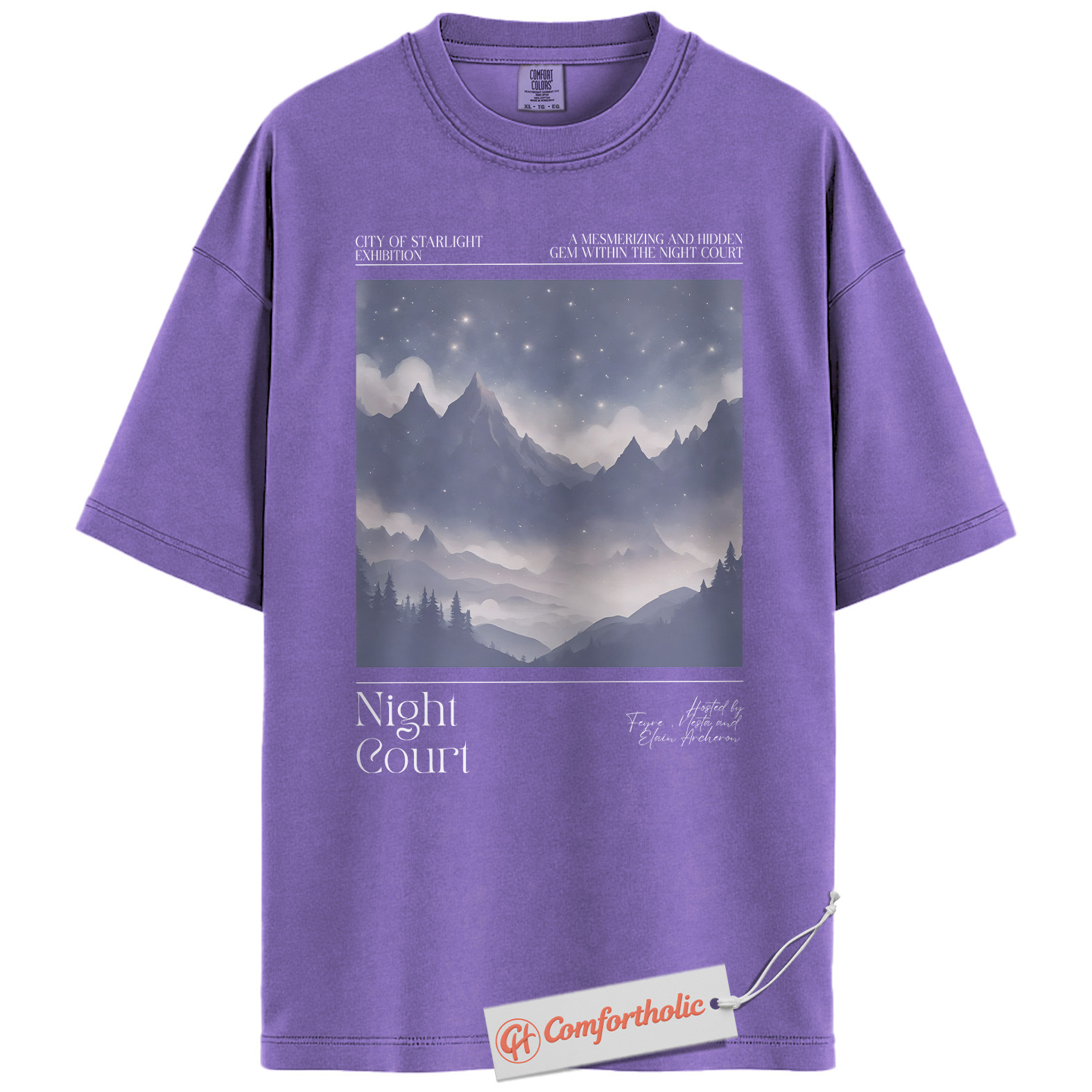 Night Court Shirt, Velaris Starry Mountain Tee, ACOTAR Fantasy Bookish T-Shirt, Gift for Sarah J. Maas Fans, Aesthetic Book Lover Comfort Colors Shirt - Image 20