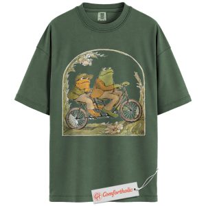 Frog and Toad Shirt, Cottagecore Vintage Friends T-Shirt, Amphibian Biking Graphic Tee, Gift for Nature Lovers, Classic Book Comfort Colors Shirt