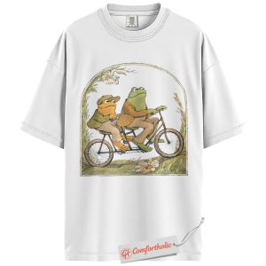 Alternative view of Frog and Toad Shirt, Cottagecore Vintage Friends T-Shirt, Amphibian Biking Graphic Tee, Gift for Nature Lovers, Classic Book Comfort Colors Shirt