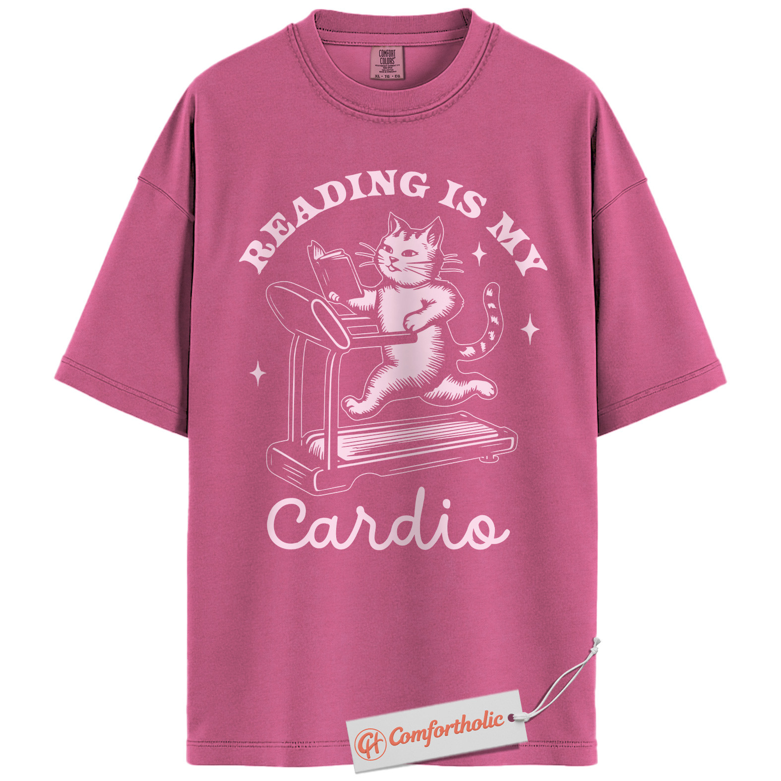 Reading Is My Cardio Shirt, Funny Cat Book Lover Shirt, Cute Treadmill Reading Shirt, Gift for Readers and Cat Lovers, Comfort Colors T-Shirt - Image 16