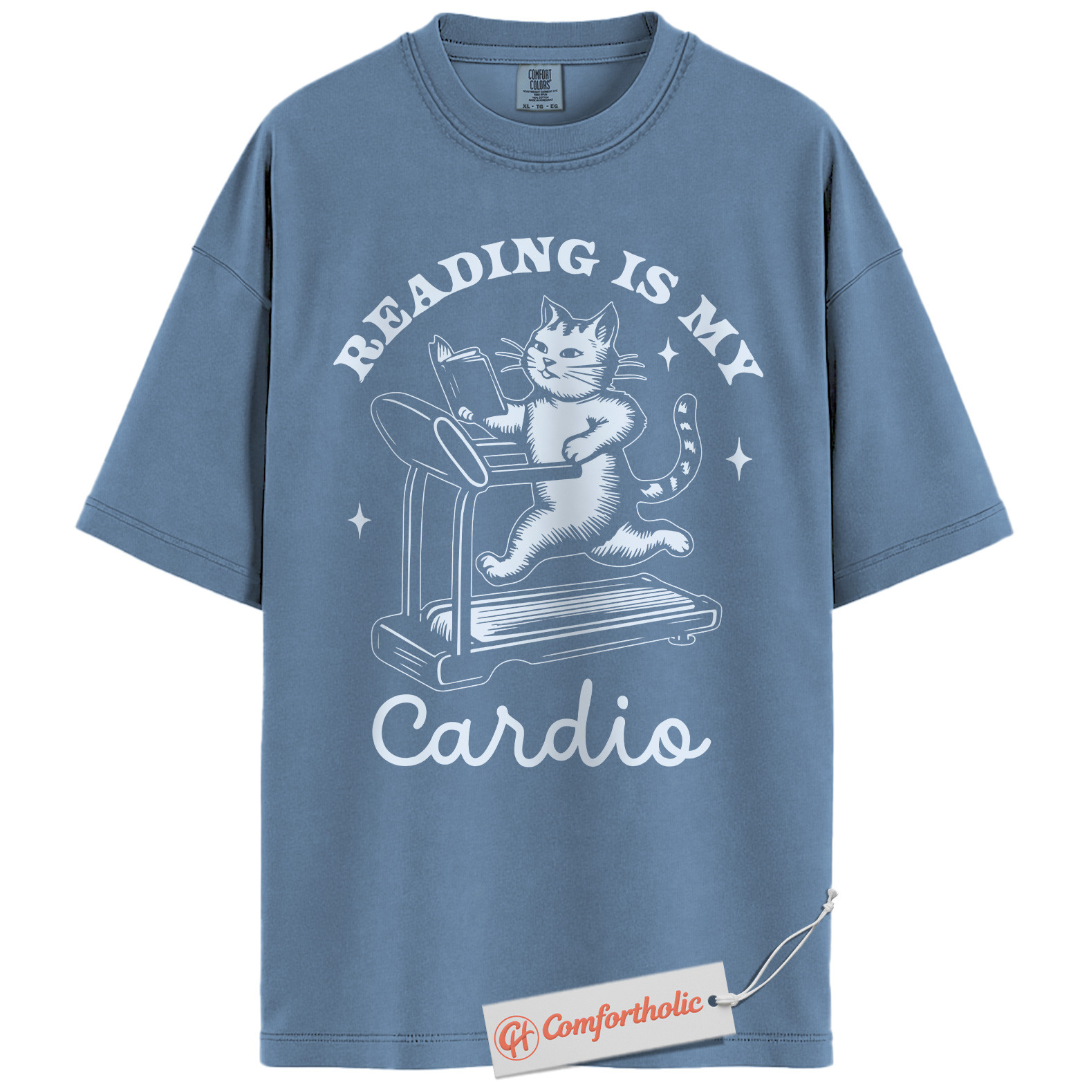 Reading Is My Cardio Shirt, Funny Cat Book Lover Shirt, Cute Treadmill Reading Shirt, Gift for Readers and Cat Lovers, Comfort Colors T-Shirt - Image 17