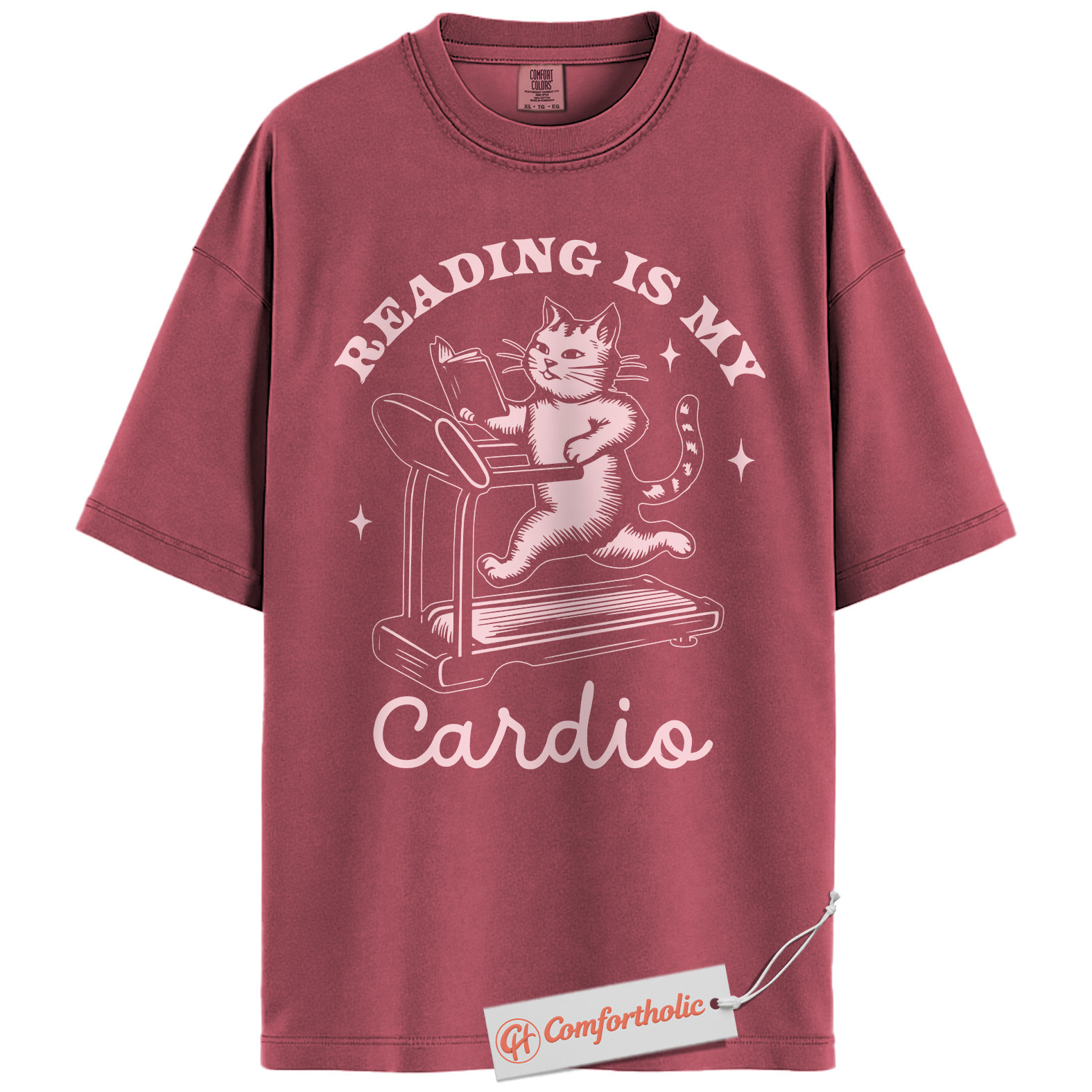 Reading Is My Cardio Shirt, Funny Cat Book Lover Shirt, Cute Treadmill Reading Shirt, Gift for Readers and Cat Lovers, Comfort Colors T-Shirt - Image 18