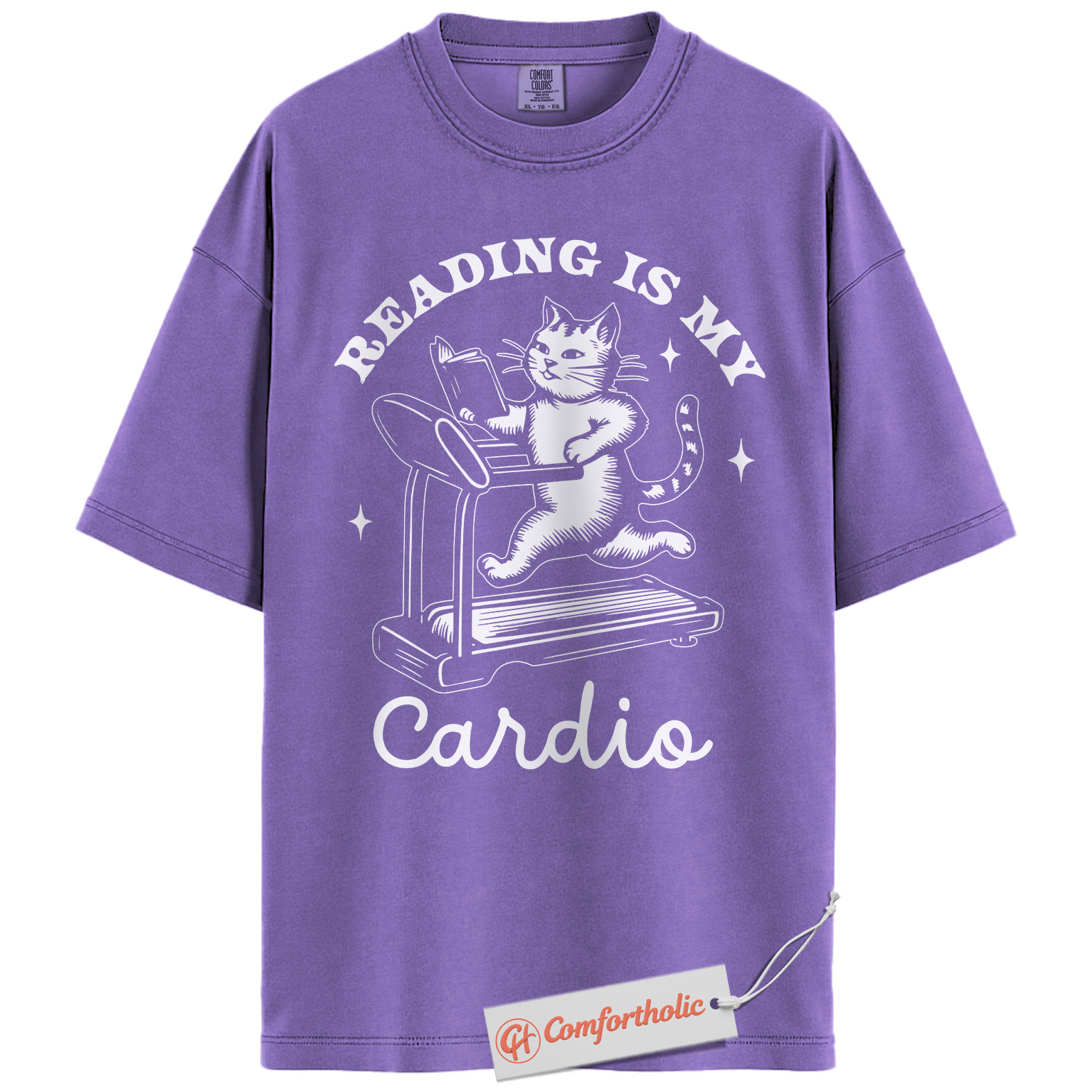 Reading Is My Cardio Shirt, Funny Cat Book Lover Shirt, Cute Treadmill Reading Shirt, Gift for Readers and Cat Lovers, Comfort Colors T-Shirt - Image 20