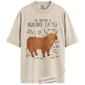 Highland Cow Shirt, Funny Farm Animal Shirt, Cute Scottish Cattle Diagram Shirt, Gift for Cow Lovers, Comfort Colors Shirt