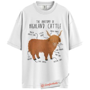 Alternative view of Highland Cow Shirt, Funny Farm Animal Shirt, Cute Scottish Cattle Diagram Shirt, Gift for Cow Lovers, Comfort Colors Shirt