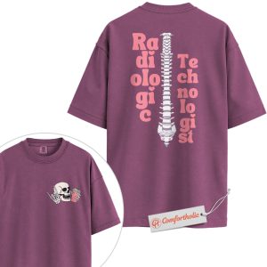 Alternative view of Radiologic Technologist Shirt, Funny X-Ray Spine Skeleton Shirt, Rad Tech Coffee Lover Shirt, Medical Imaging Gift, Radiology Comfort Colors Shirt 2-Sided