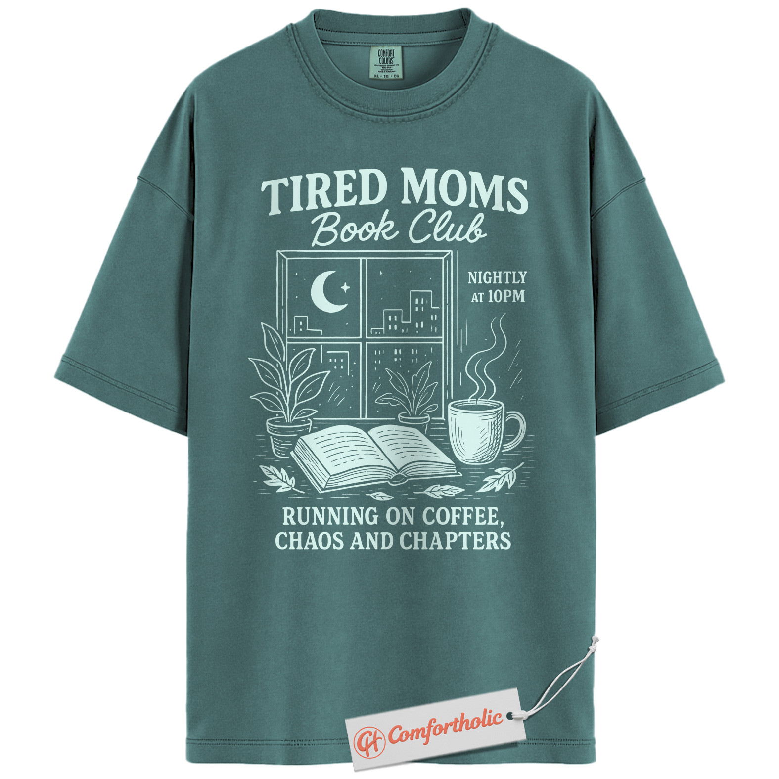 Tired Moms Book Club Shirt, Funny Coffee and Chaos Shirt, Night Owl Reading Mom Shirt, Book Lover Gift for Mothers, Comfort Colors Shirt - Image 11