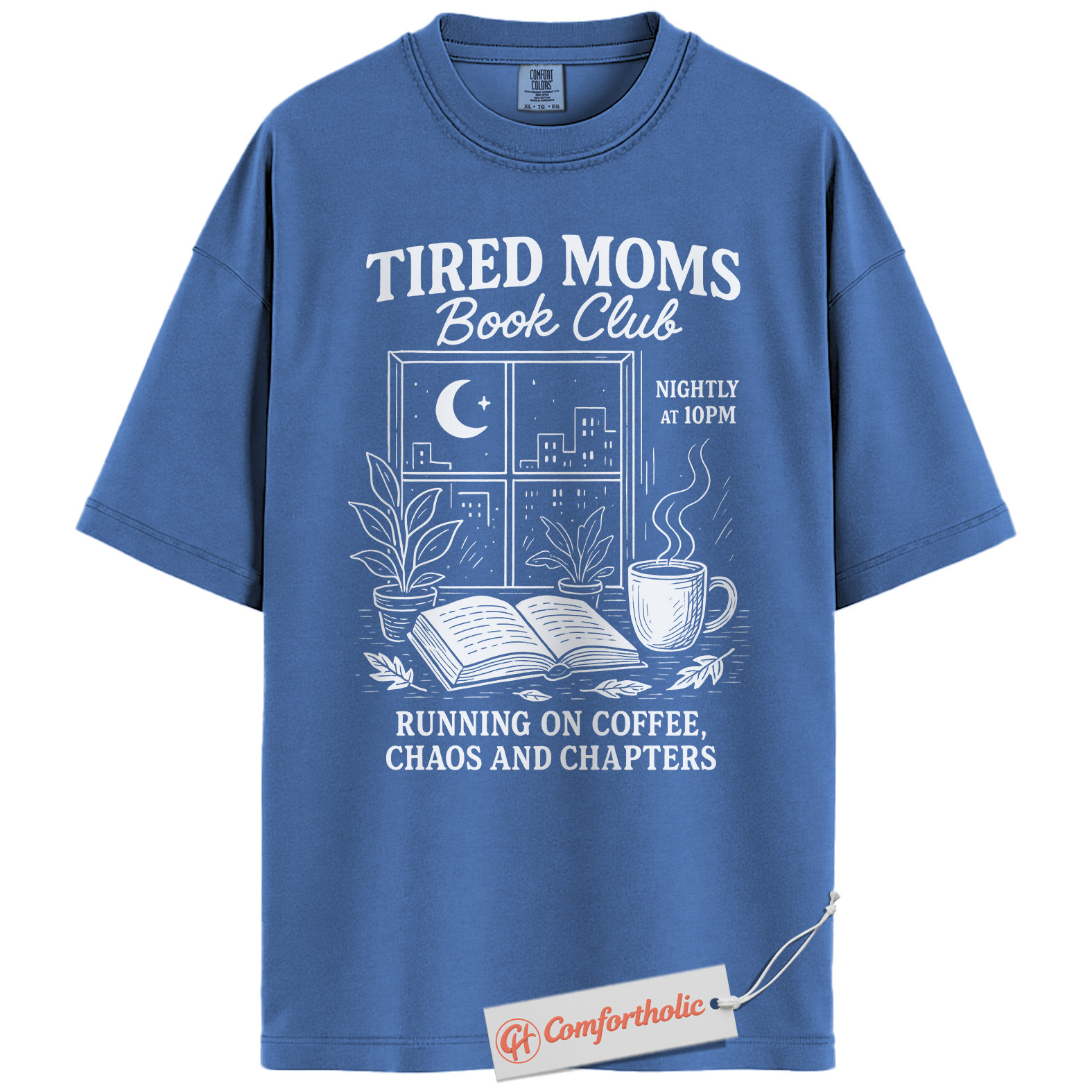 Tired Moms Book Club Shirt, Funny Coffee and Chaos Shirt, Night Owl Reading Mom Shirt, Book Lover Gift for Mothers, Comfort Colors Shirt - Image 12