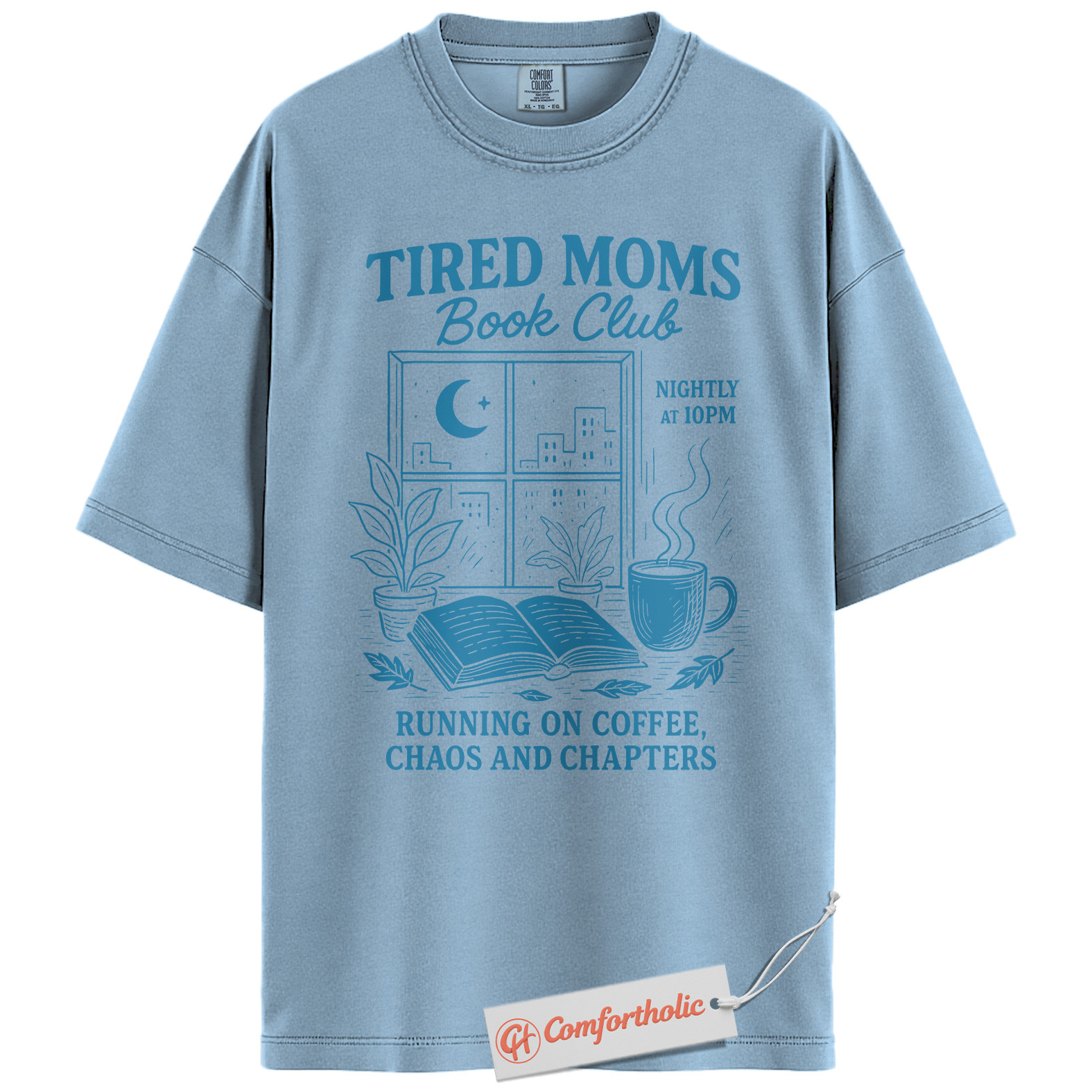 Tired Moms Book Club Shirt, Funny Coffee and Chaos Shirt, Night Owl Reading Mom Shirt, Book Lover Gift for Mothers, Comfort Colors Shirt - Image 14