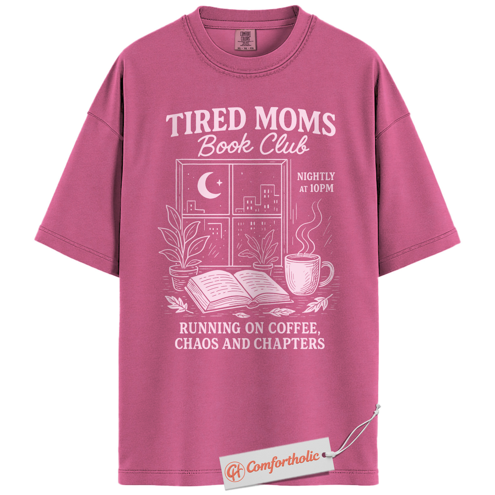 Tired Moms Book Club Shirt, Funny Coffee and Chaos Shirt, Night Owl Reading Mom Shirt, Book Lover Gift for Mothers, Comfort Colors Shirt - Image 16
