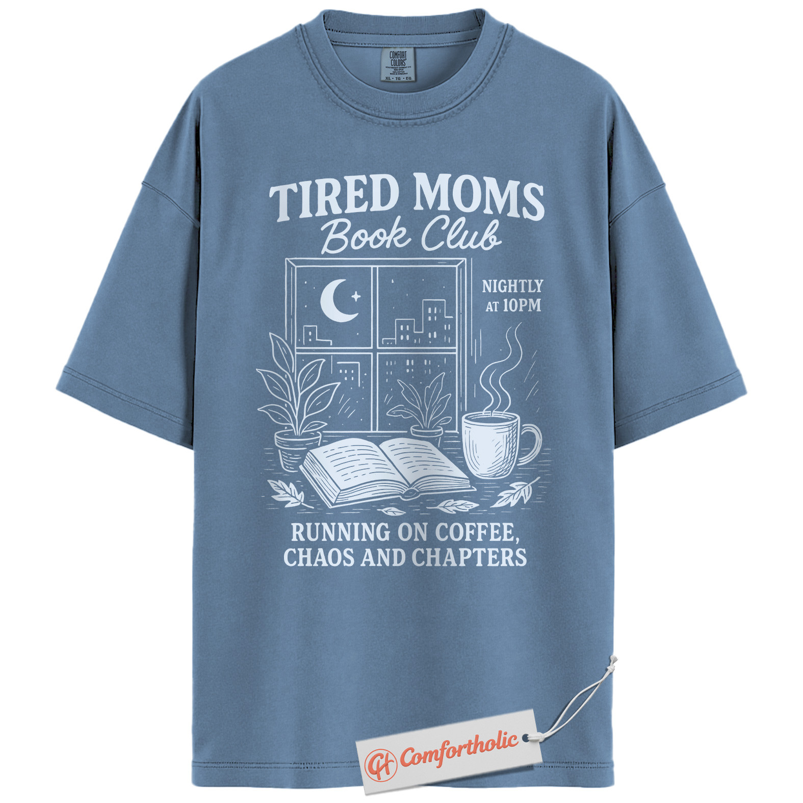 Tired Moms Book Club Shirt, Funny Coffee and Chaos Shirt, Night Owl Reading Mom Shirt, Book Lover Gift for Mothers, Comfort Colors Shirt - Image 17